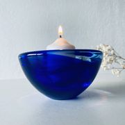 Bougeoir en verre bleu Kosta Boba