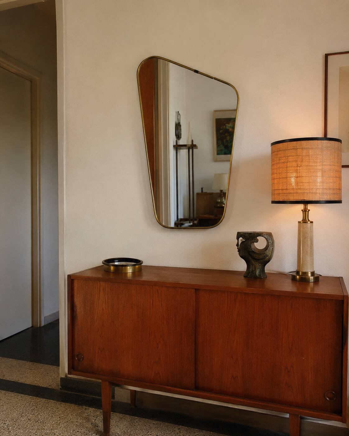 Vintage 1960 asymmetrical mirror - 60 x 34 cm