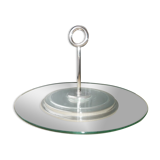 Glass and silver metal cheese platter