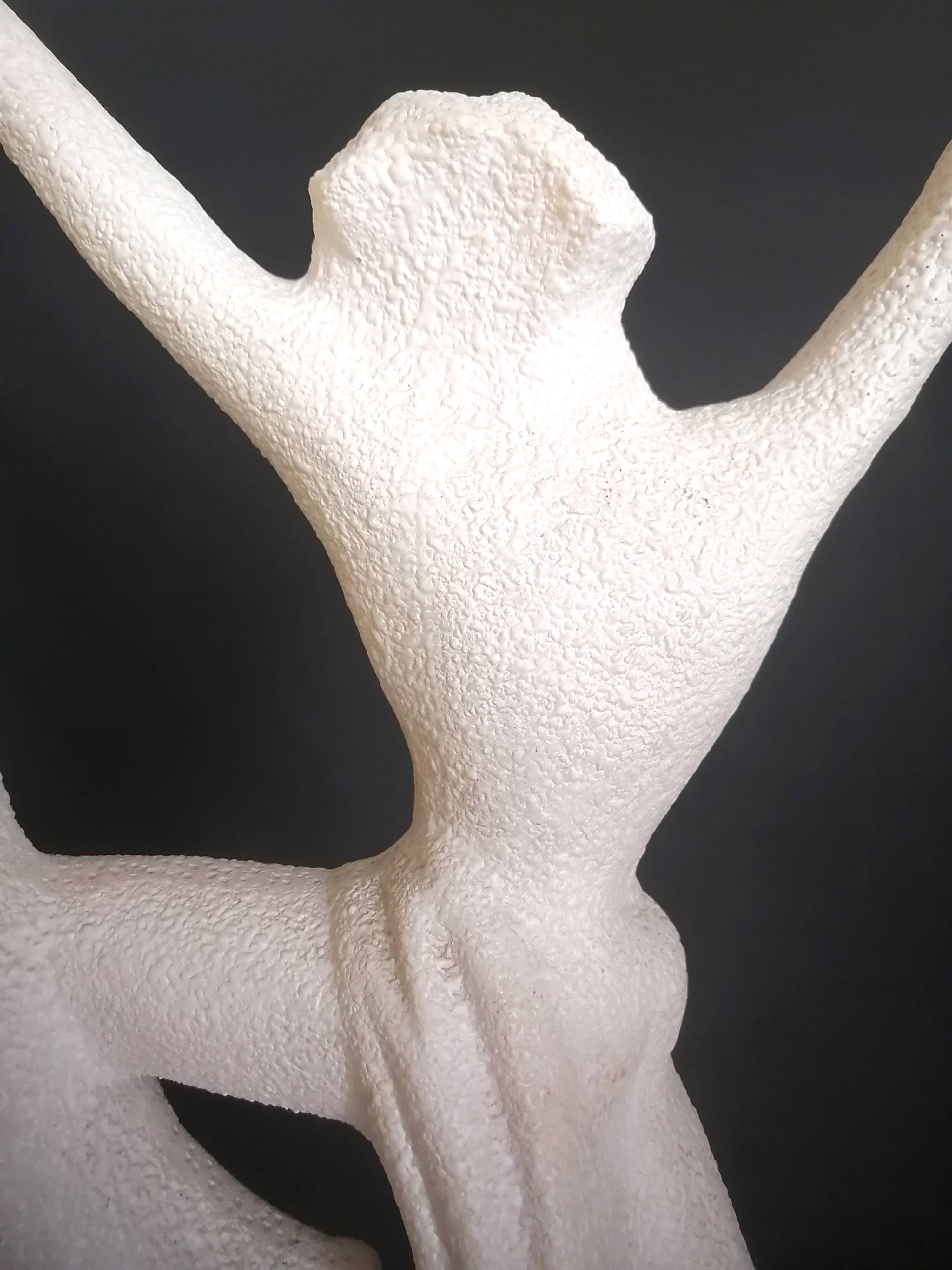 Art Deco lamp with stoneware resin sculpture, 1960s