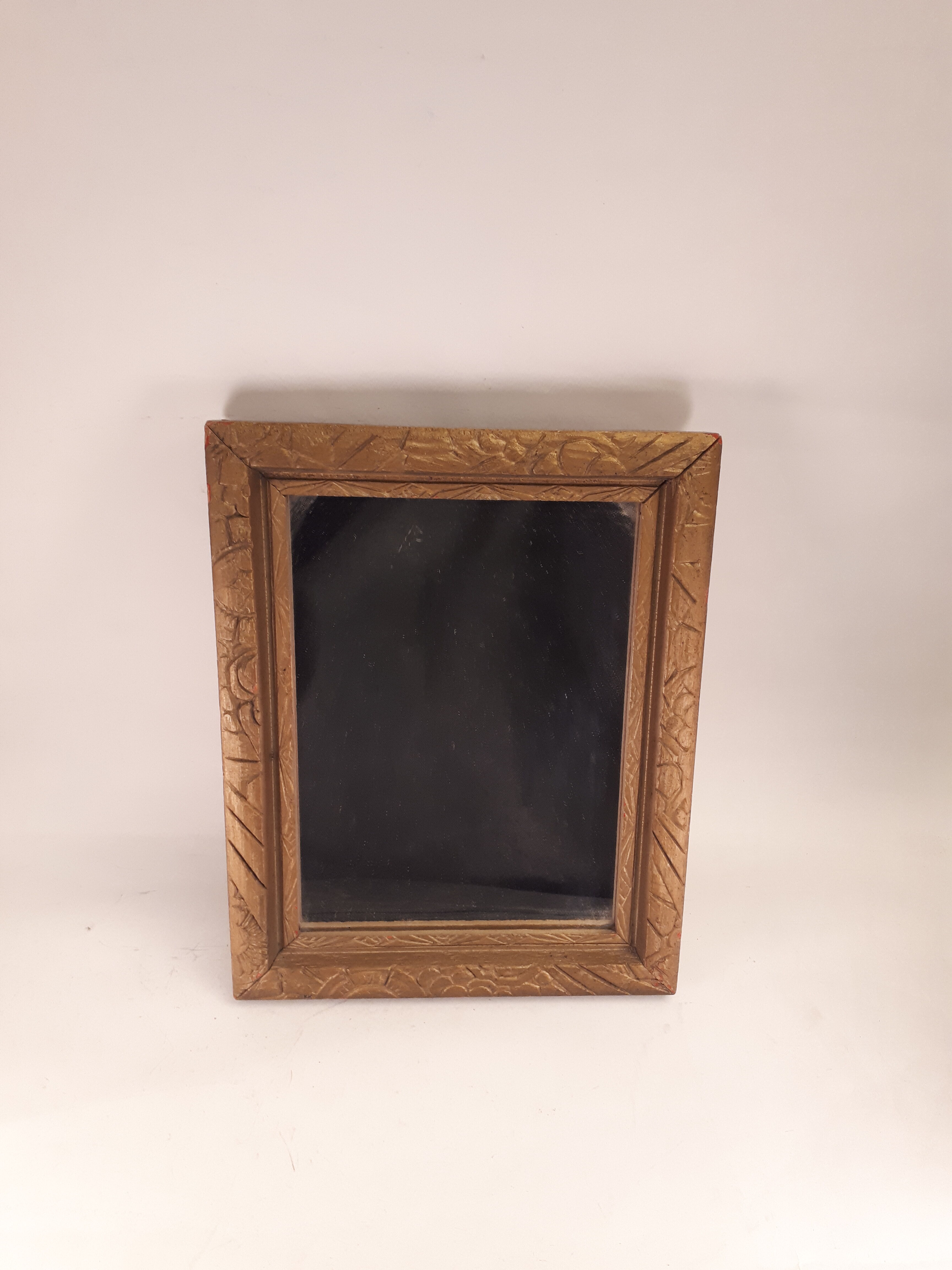 Rectangular mirror frame golden wood art deco flowers 1930