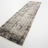 Tapis de course turc vintage en laine douce délavée, bleu marine, 2x9