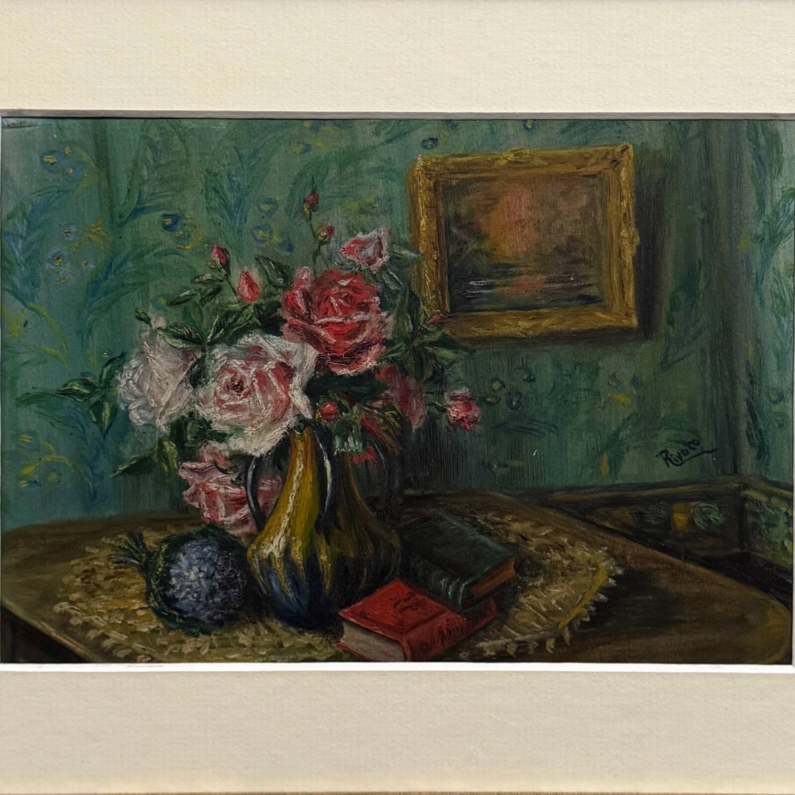 Watercolour on paper still life bouquet of flowers 20th century by Rivoto