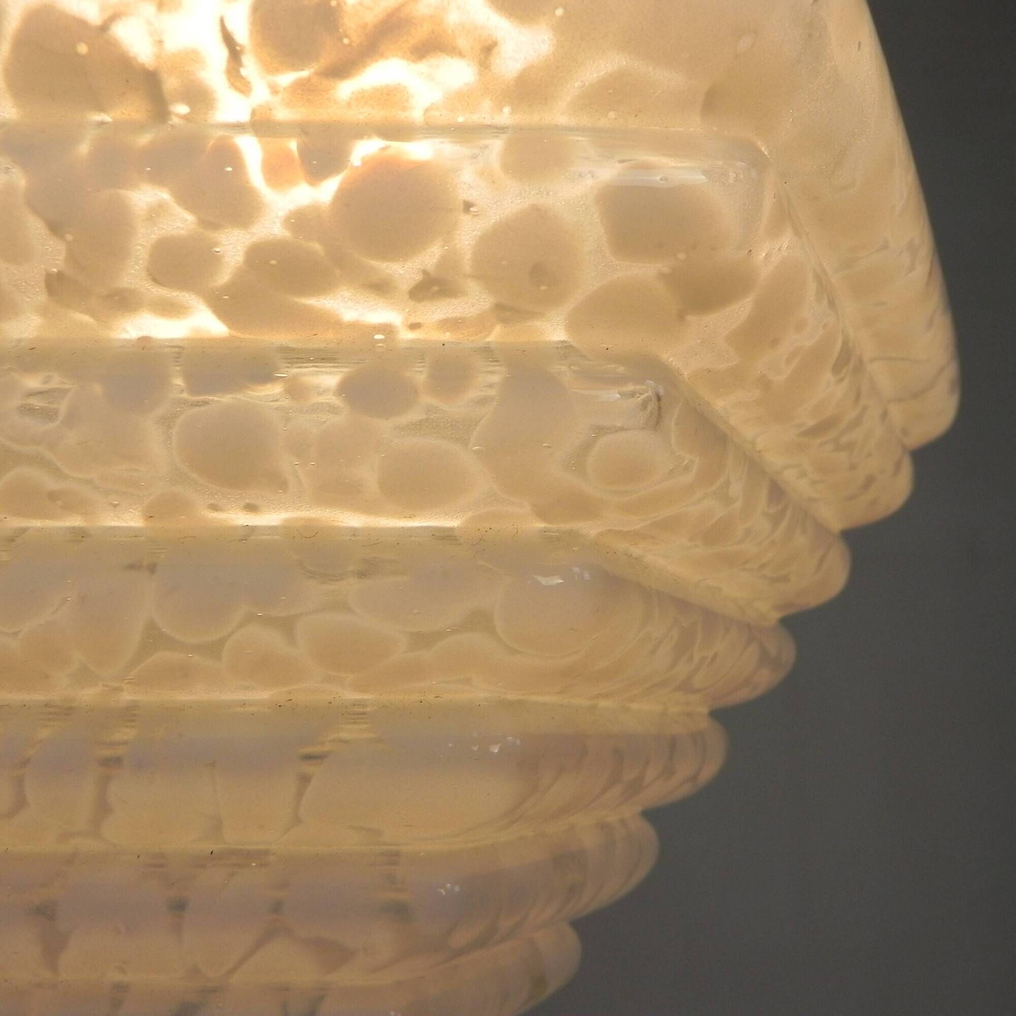 Art Deco pendant lamp with a hexagonal stepped glass shade, 1930s