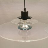 Slim-line" UFO / SpaceAge lamps in plexiglass and metal, in transparent, green and black colours
