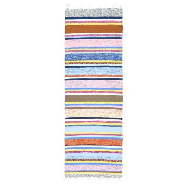 Vintage Turkish Oushak Handmade Wool Cotton Pink Runner Rug 89x266