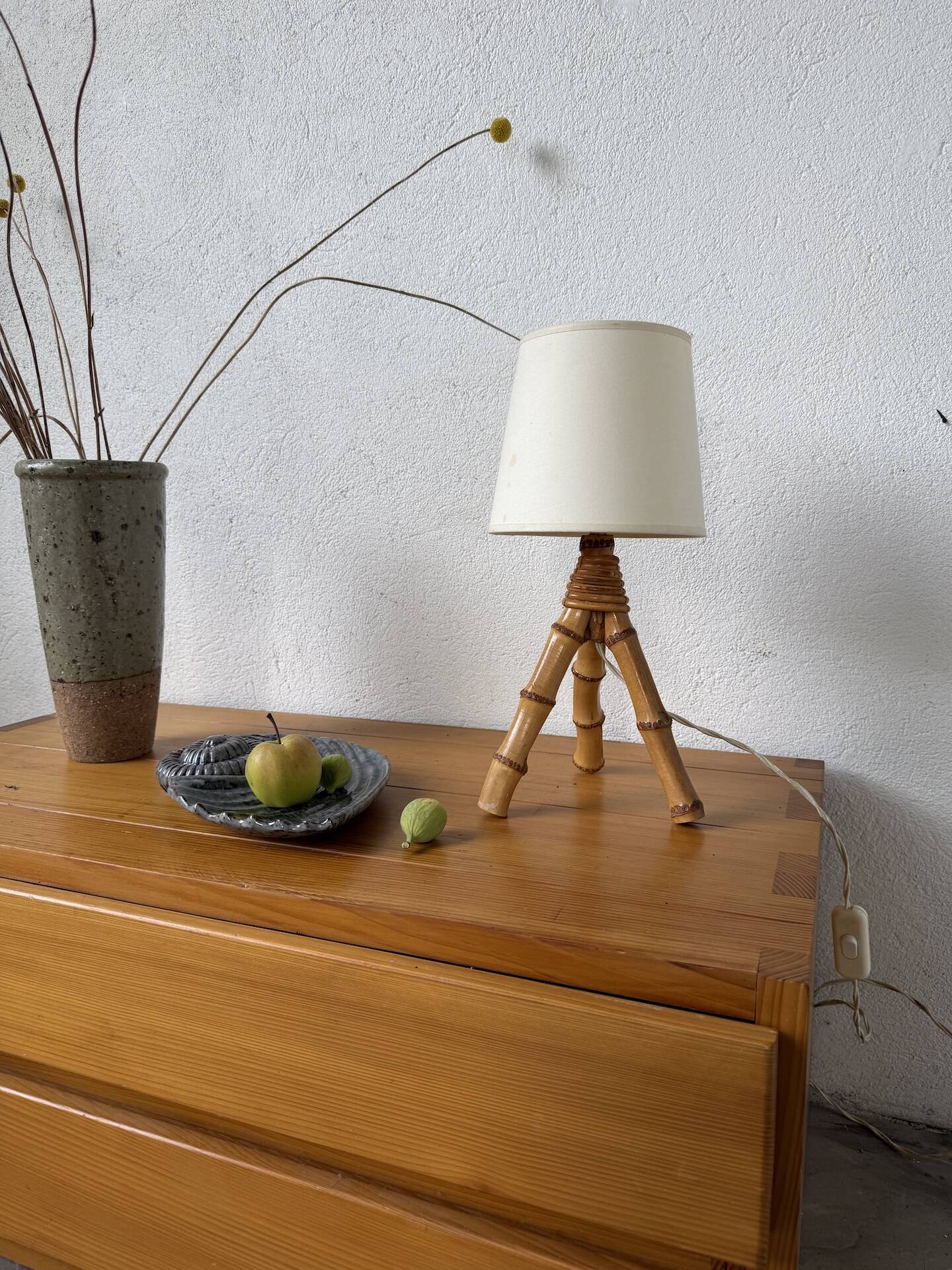 1960s rattan desk or table lamp