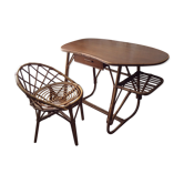 Bureau et chaise enfant rotin