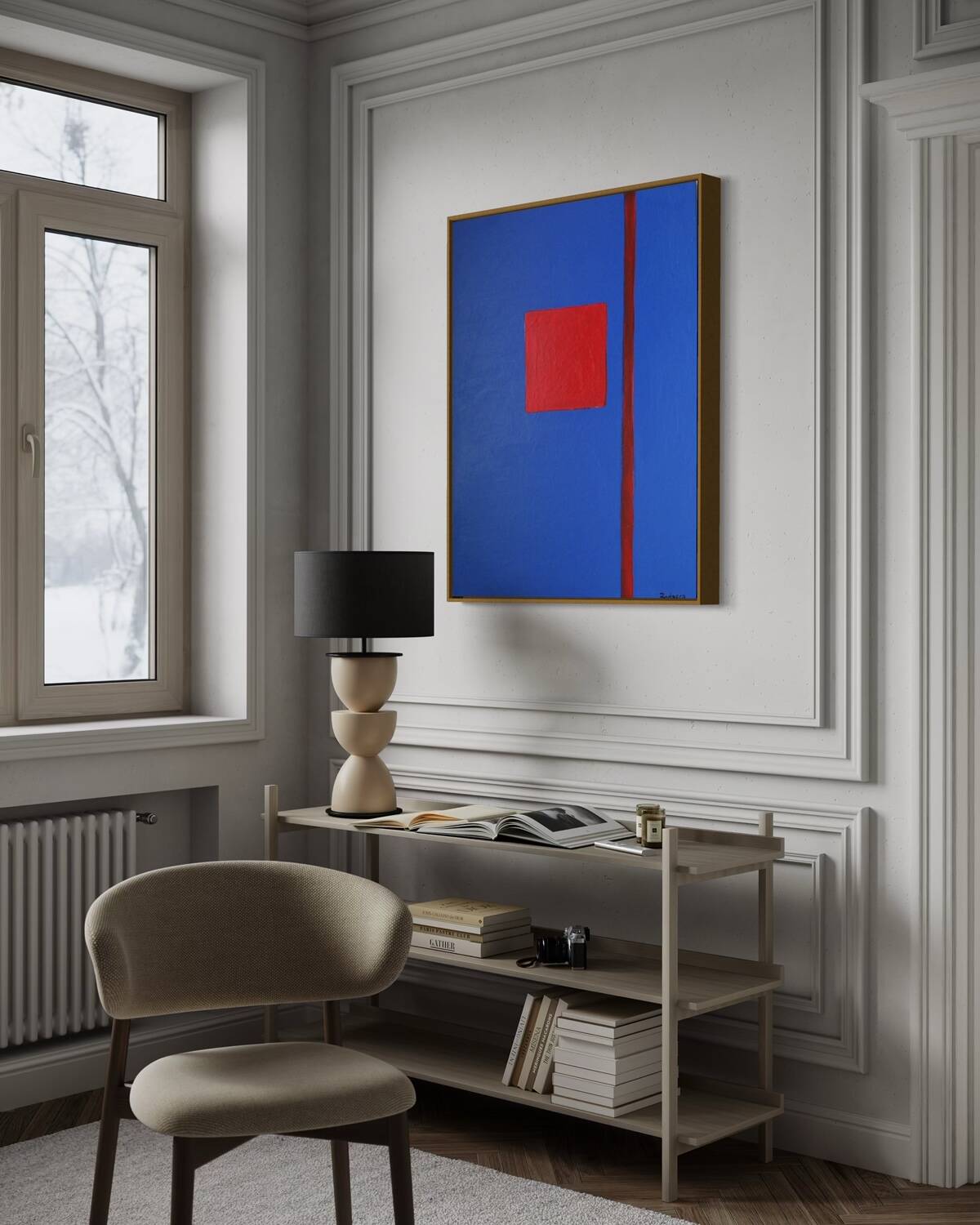 That blue 100x80cm canvas signed.
