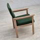 1980s, Danish armchair by Høng Stole, green furniture wool, oak wood.