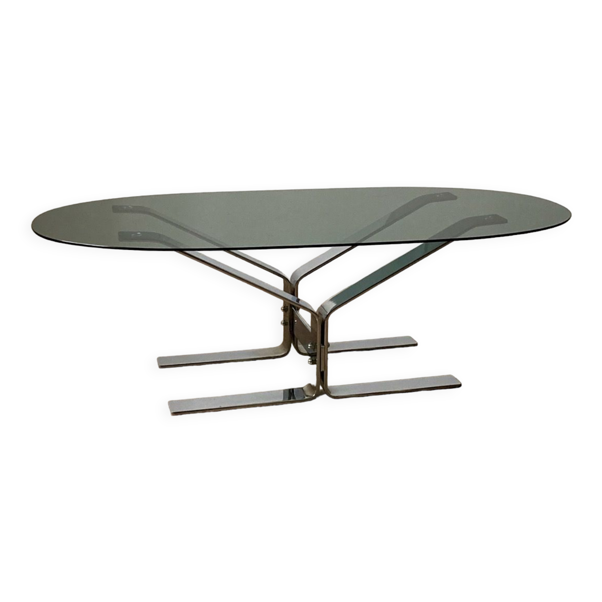 Coffee table 70s chrome and glass