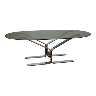 Coffee table 70s chrome and glass