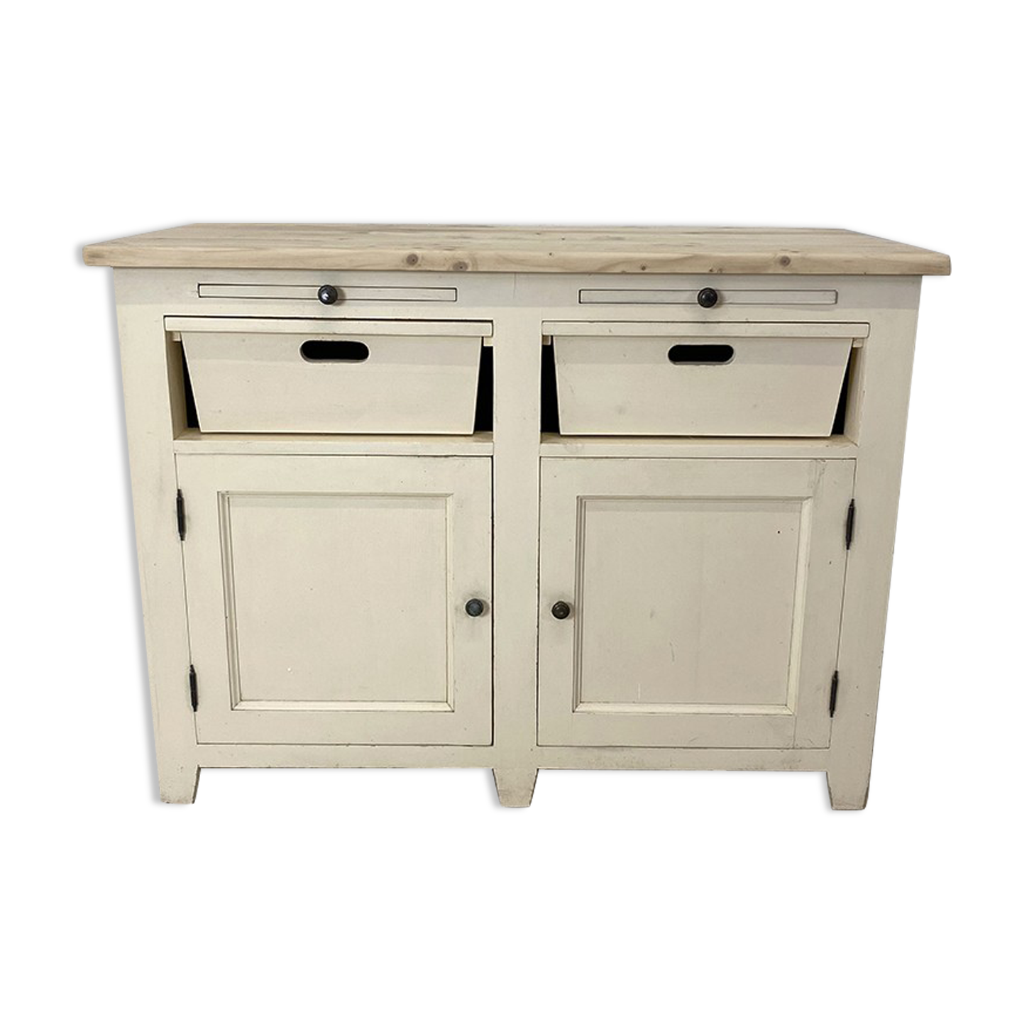 Sideboard beige light top solid wood raw
