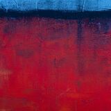 Blue and Red original minimalist abstract modern painting, stretched canvas
