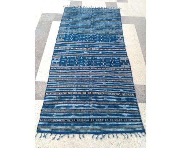 Hand-made blue kilim in pure wool - 215x125cm