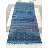 Kilim bleu fait main en pure laine - 215x125cm