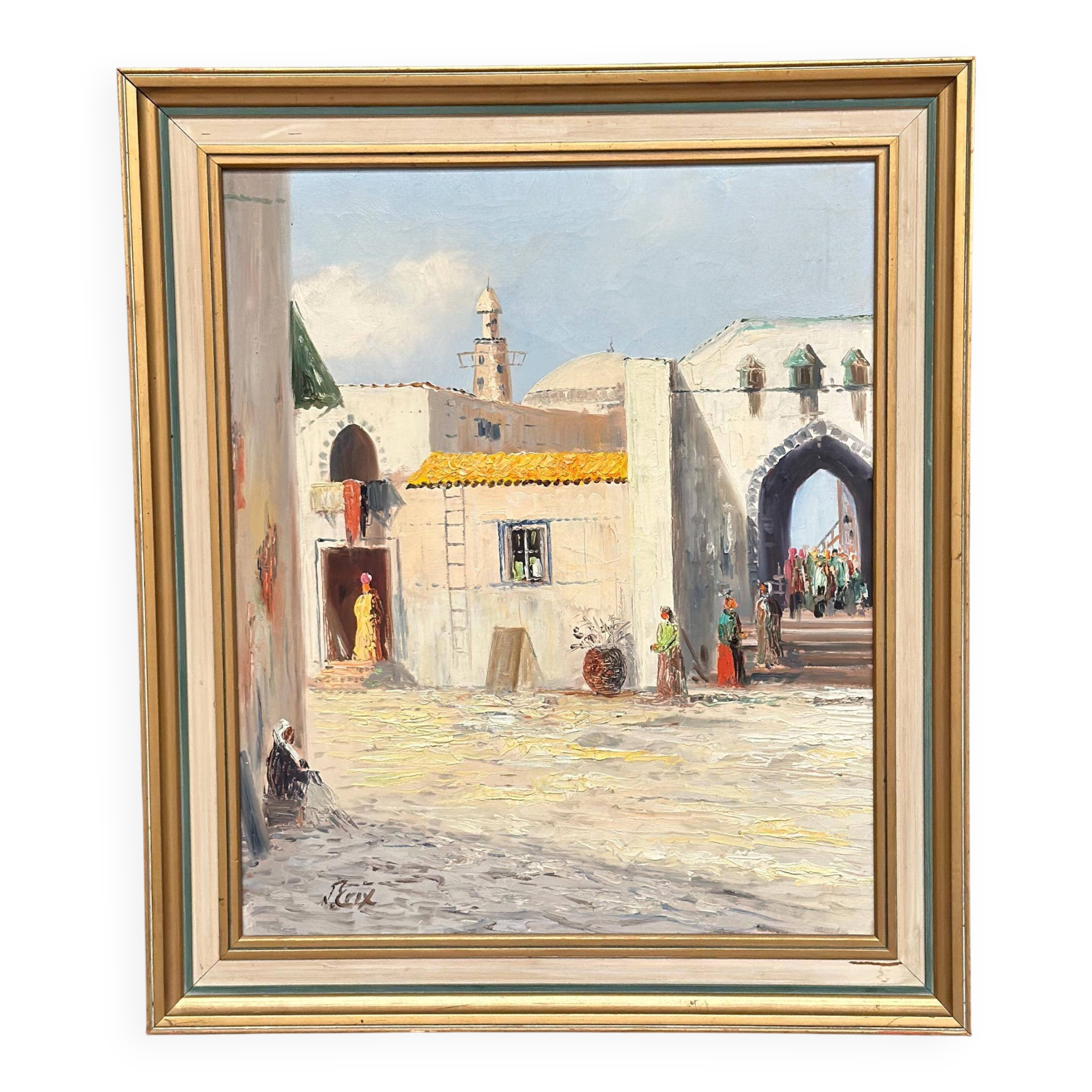 Swedish Oil on Canvas – “Southern Street” by J. Erix