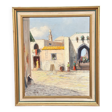 Huile sur toile suédoise – “Rue du Sud” par J. Erix