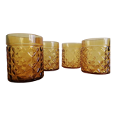 Set de 4 verres ambrés Pernod vintage