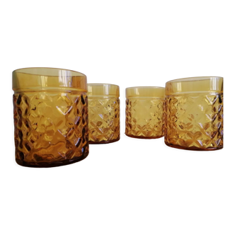 Set de 4 verres ambrés Pernod vintage