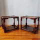 Pair of bedside tables - rattan smoked glass side tables vintage 70s-80s
