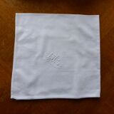 8 large napkins, white damasks, monogrammed, antique embroidery