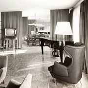 Austrian Dining Chairs in Walnut and Red Leather by Oswald Haerdtl from the Mid-Century