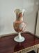 Vintage footed vase in white opaline, marbled/marble effect decoration from the 60s.