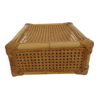 Cane, bamboo and rattan stool, 60s-70s