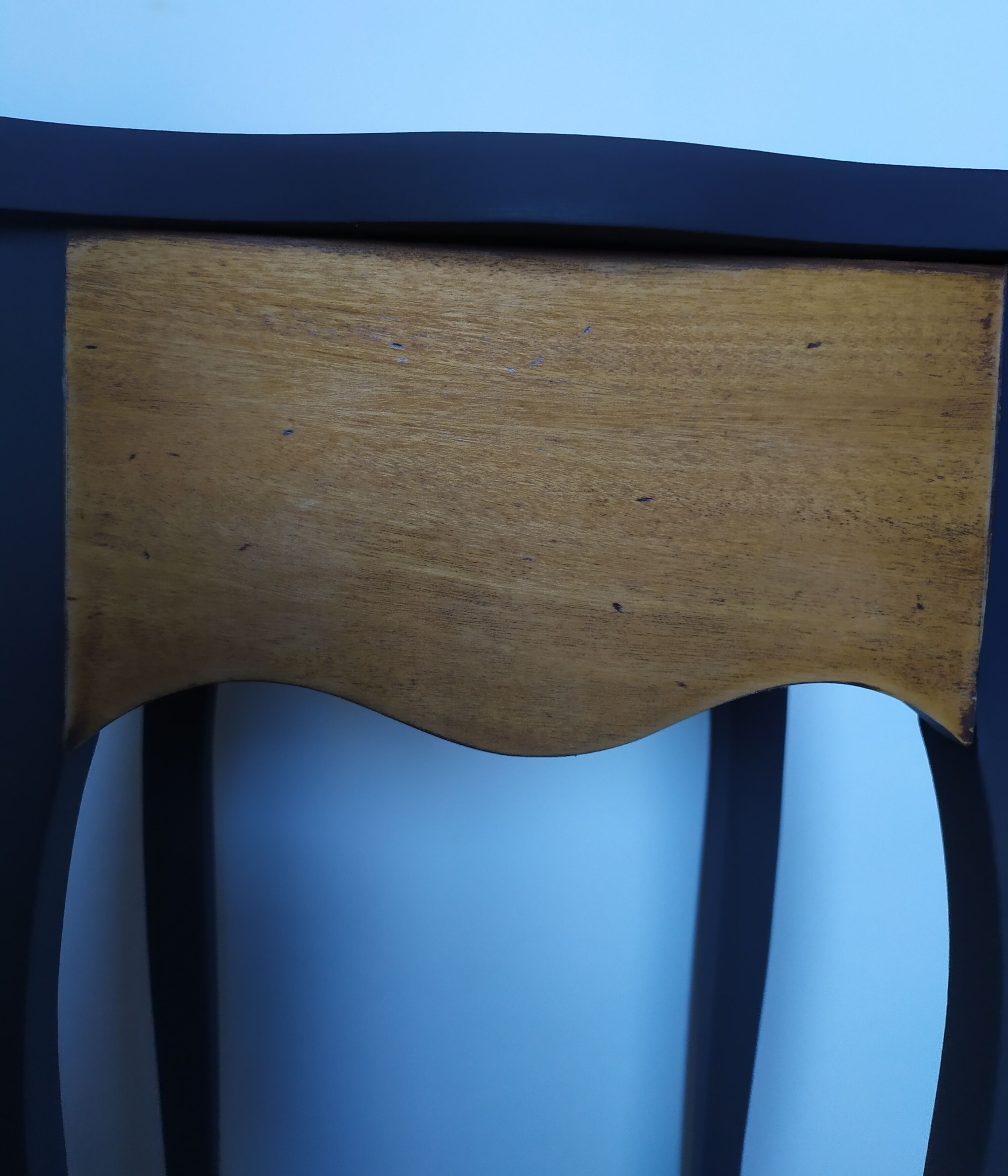 Old bedside painted in matte black and oiled wood