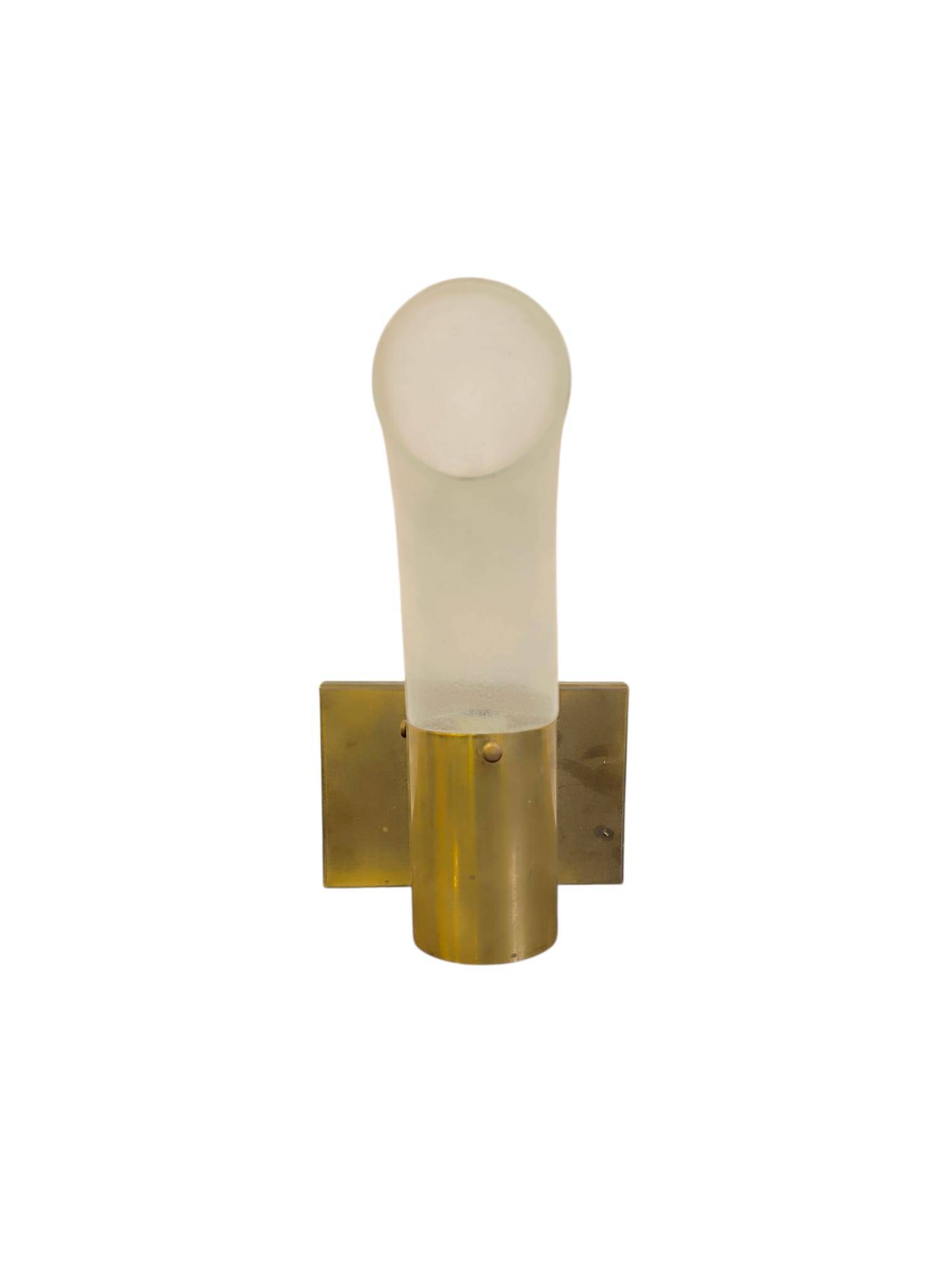Brass and Pulegoso Glass Wall Lamp attributed to Aldo Nason for Mazzega 1960s