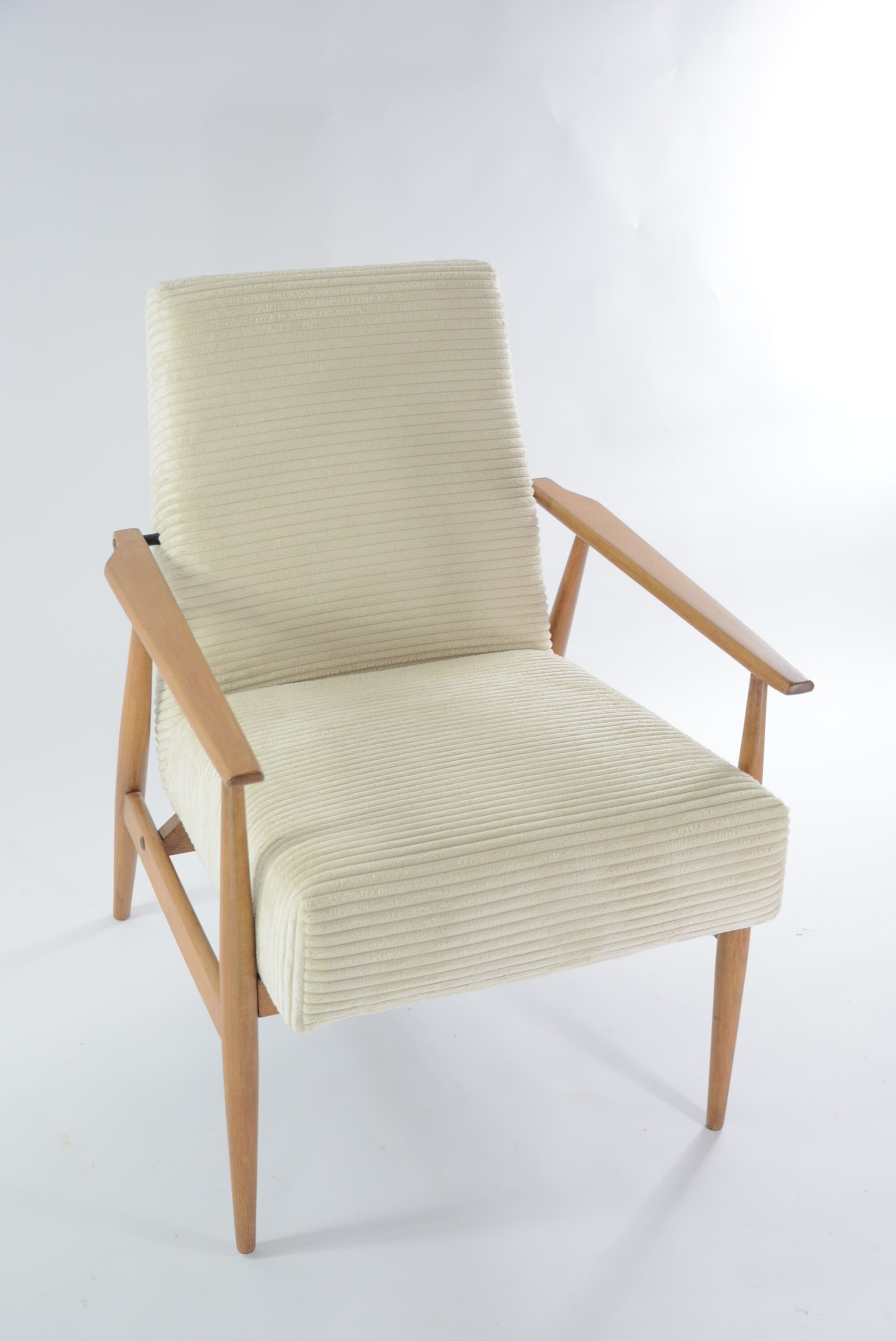 Fauteuil fox velours côtèle crème