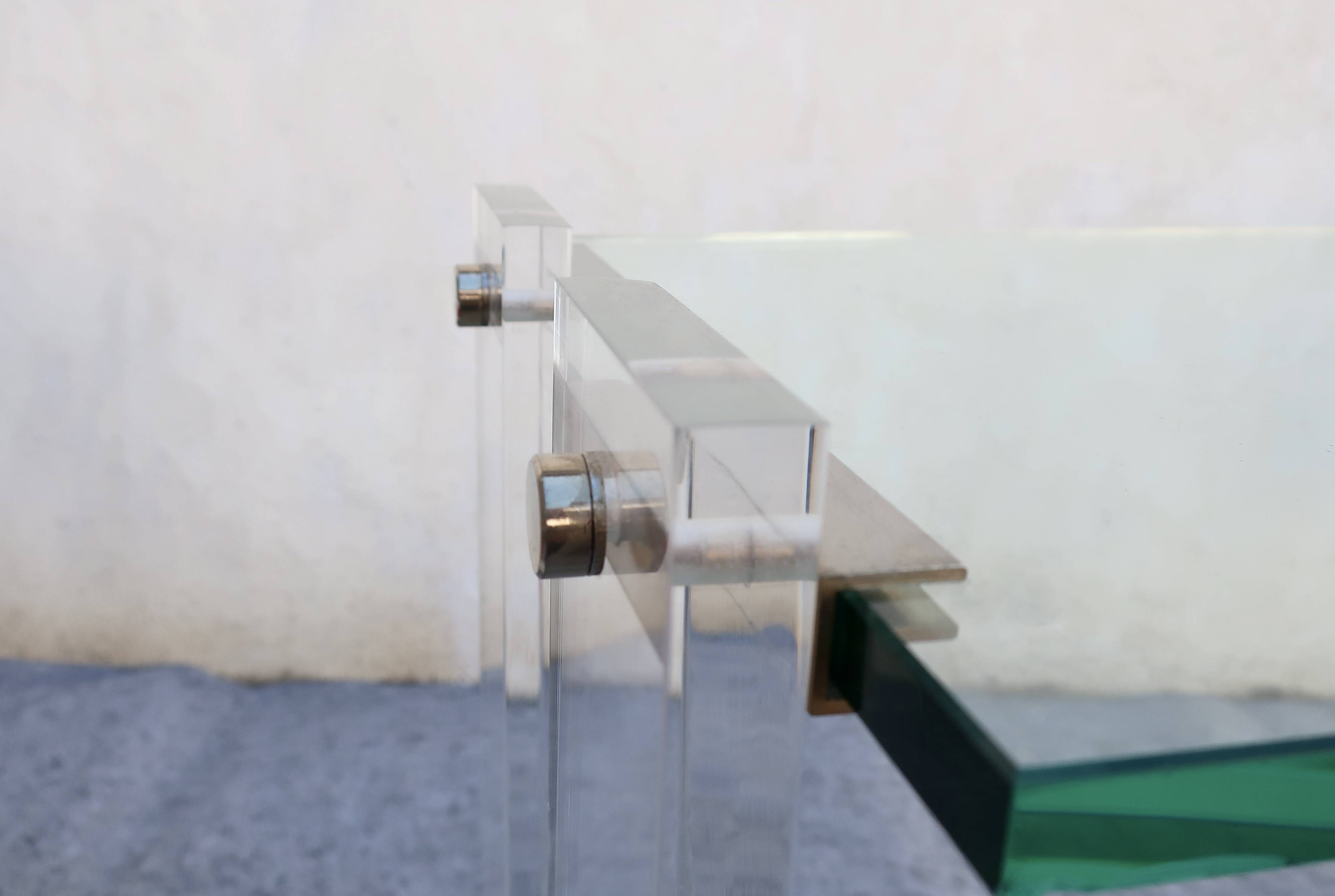 Console Design Marais International Glass and Plexiglas, circa 1980