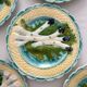 6 antique asparagus plates in Salins faience barbotine