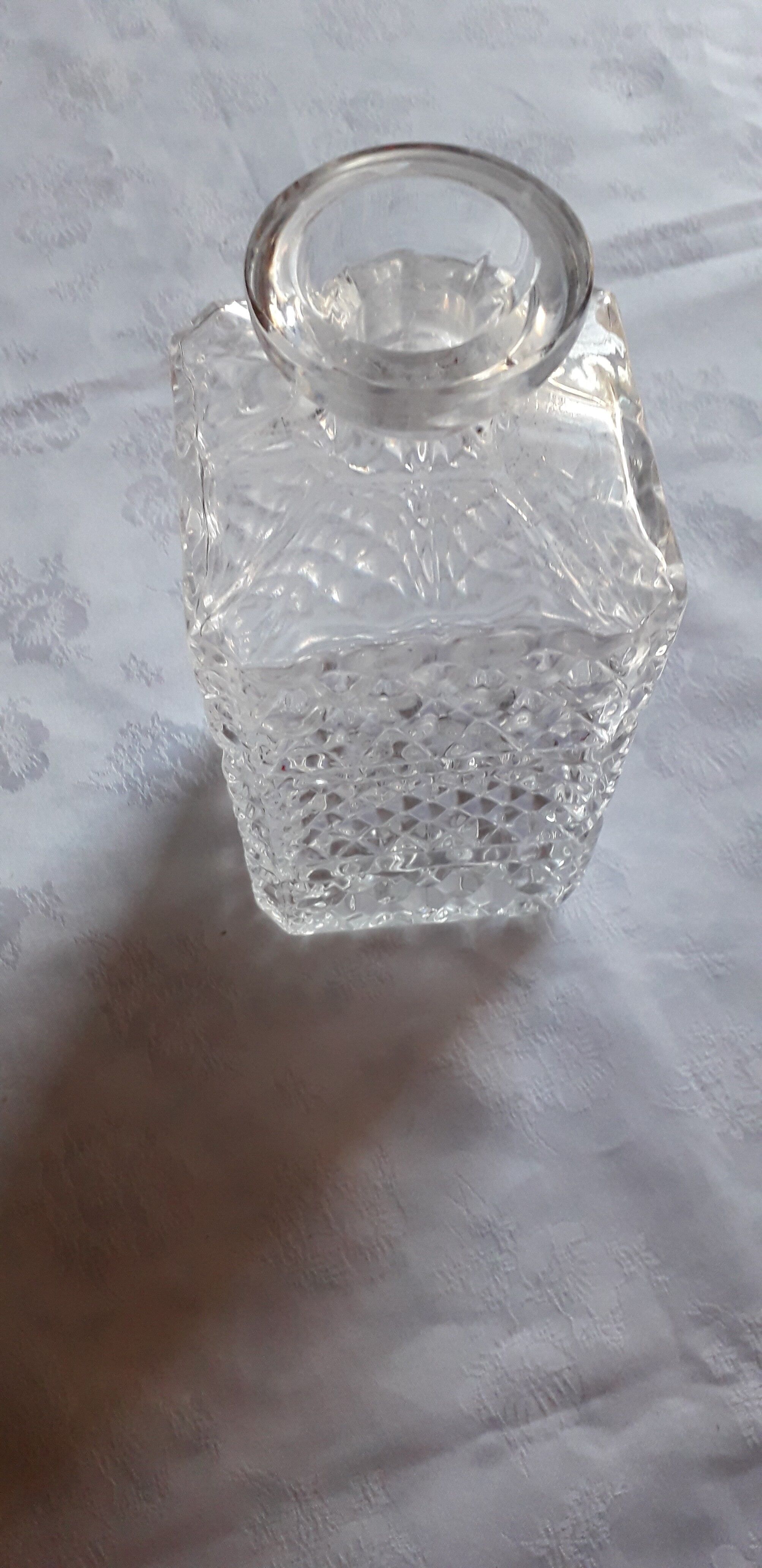 Chiseled glass whiskey decanter