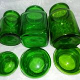 Trio of green jars