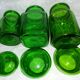 Trio of green jars