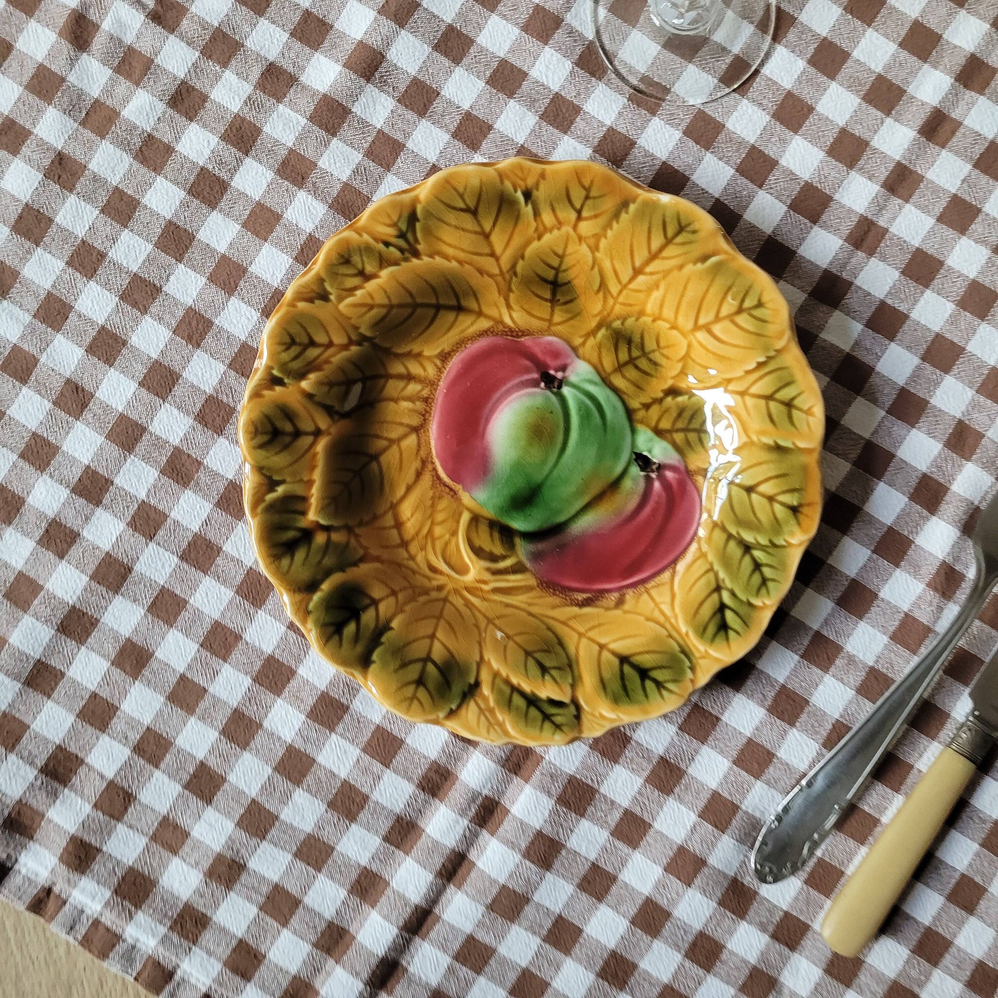 La Redoute x Selency set of 4 Sarreguemines fruit barbotine plates