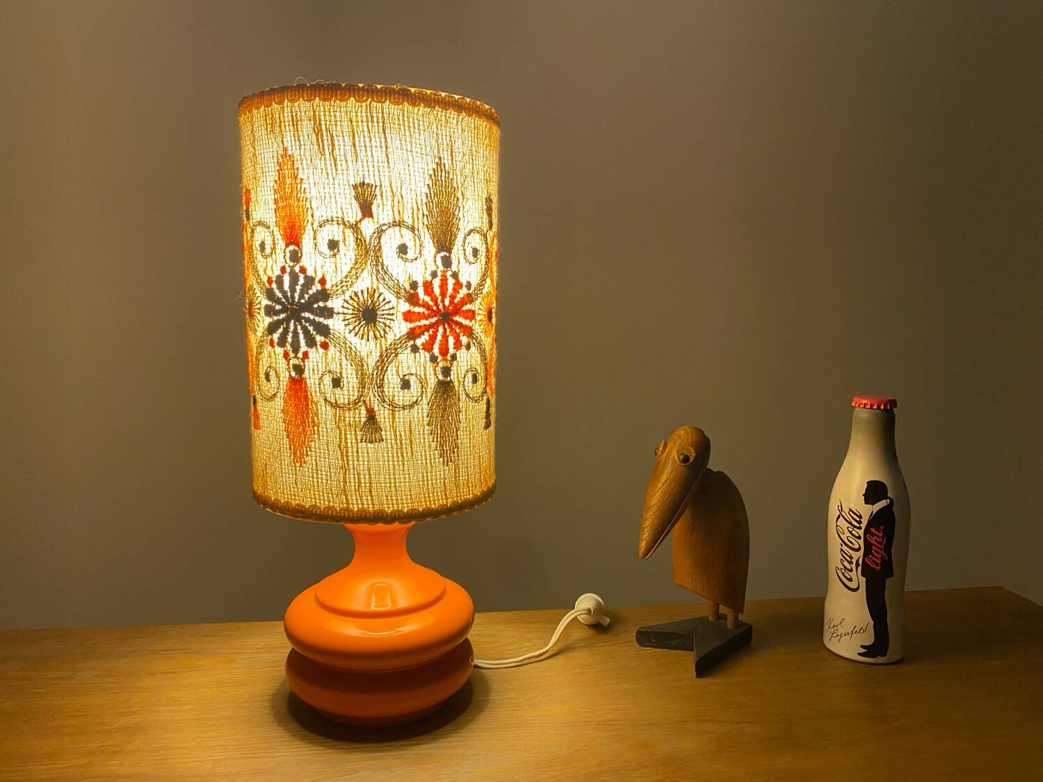 Lampe design Space age vintage années 70 original verre orange