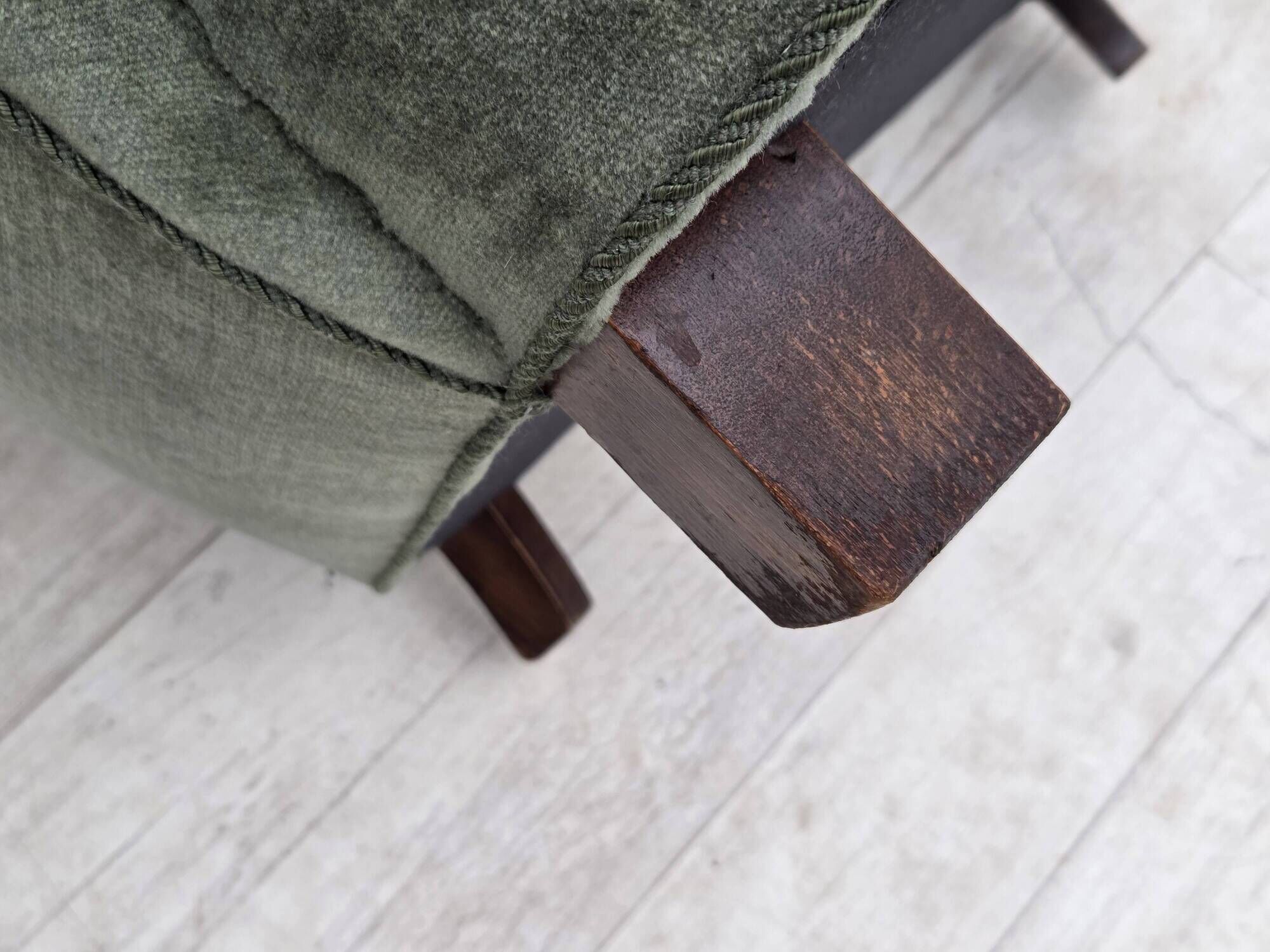 1960s, Danish highback relax chair, furniture velour, ash wood.