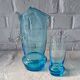 Orangeade set, pitcher and 7 vintage turquoise glasses