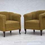 1950s, Danish relax armchair, light green furniture wool, oak wood.