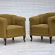 Fauteuil danois en laine verte et bois de chêne, années 1950