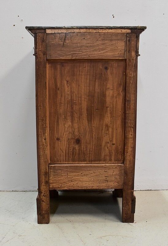 Bedside table in solid walnut with Marble Ste Anne, 1900