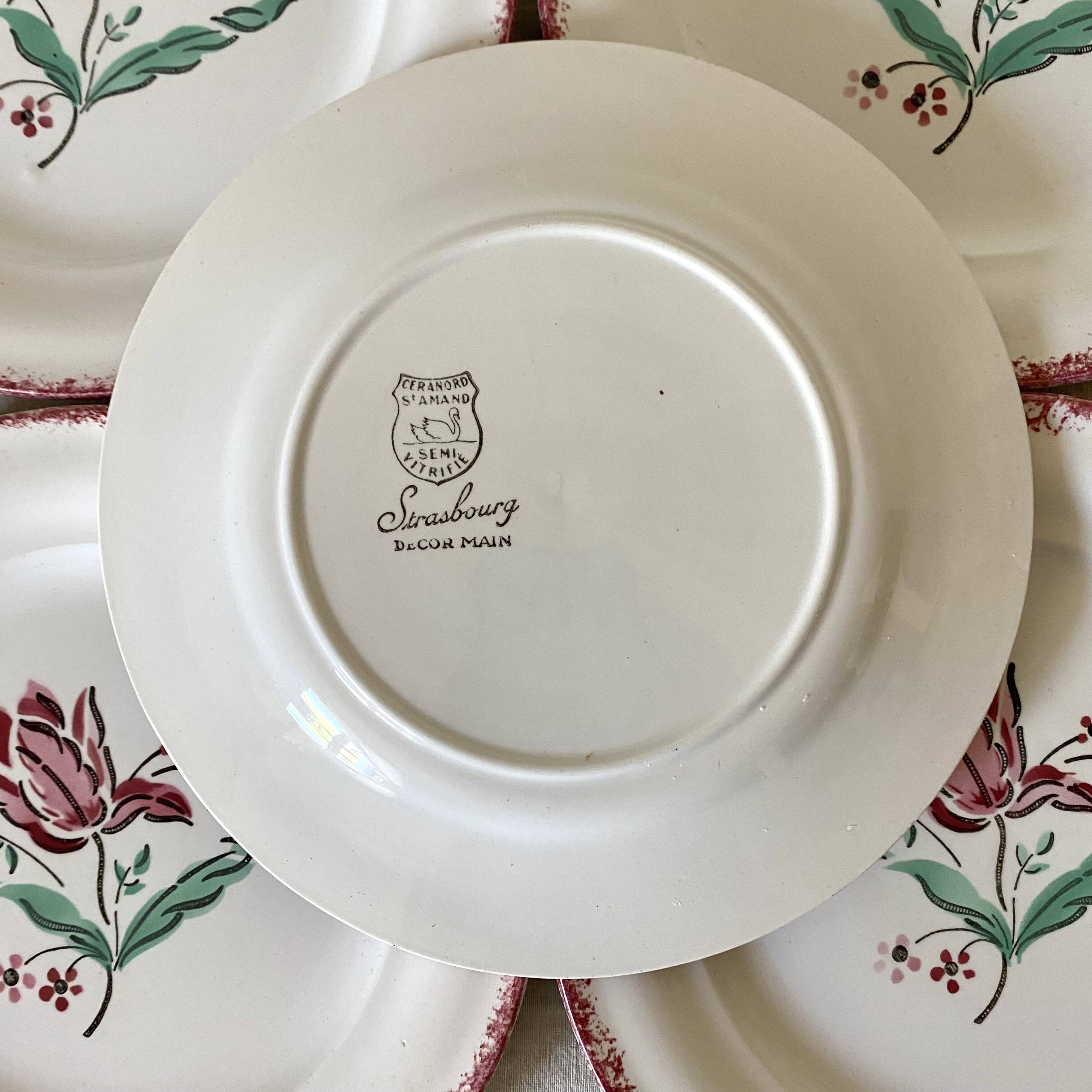 St Amand dessert plates, hand decor, Strasbourg model