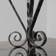 Pair of French Wrought Iron Consoles with Belgian Blue Stone Tops, 1950s