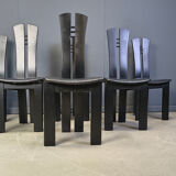 Post modern wooden dining chairs, 1980s - set of 6