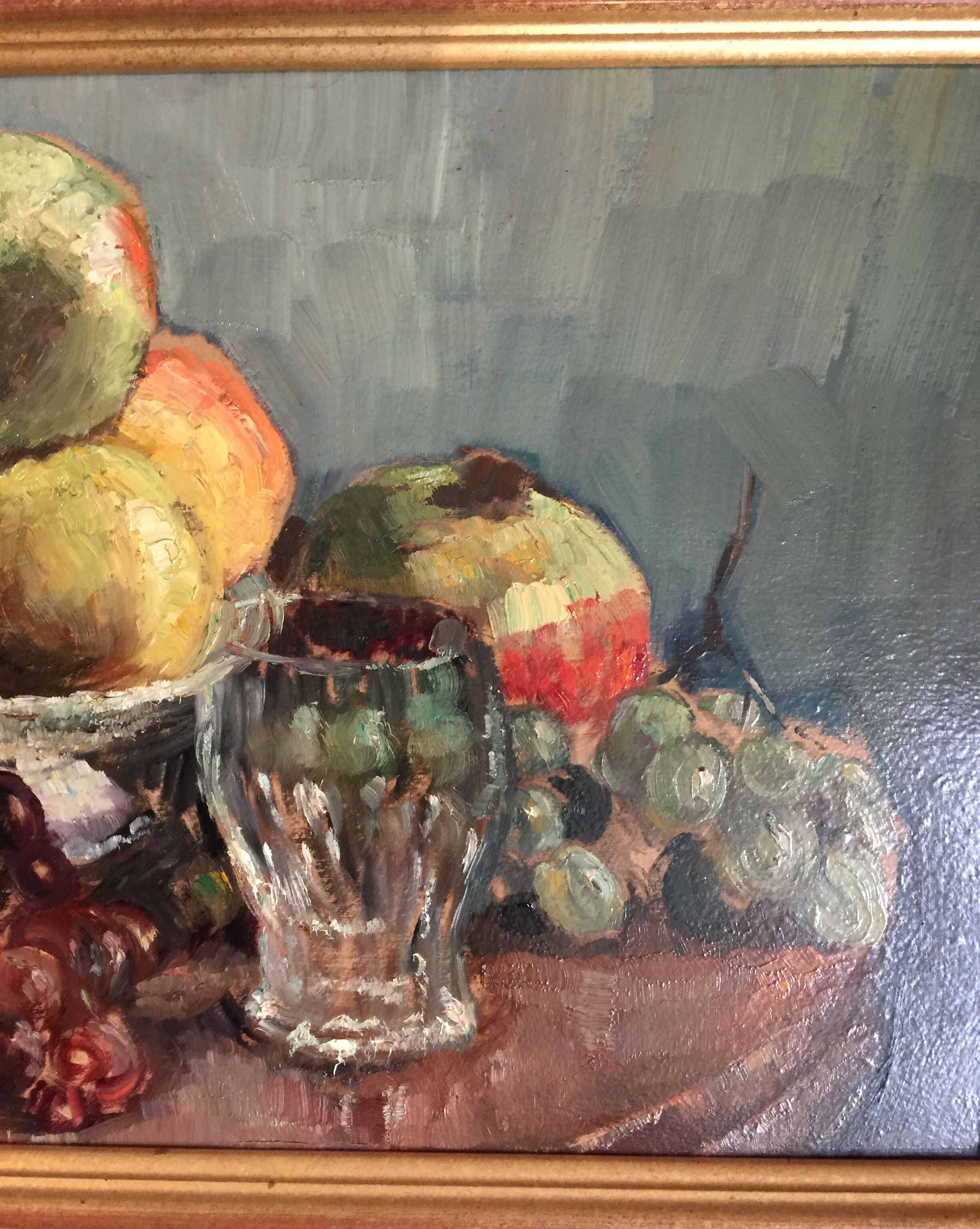Original oil signed "Dead Nature at the Fruit Cup"