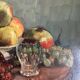 Huile originale signée "Nature Morte à la Coupe de Fruits"