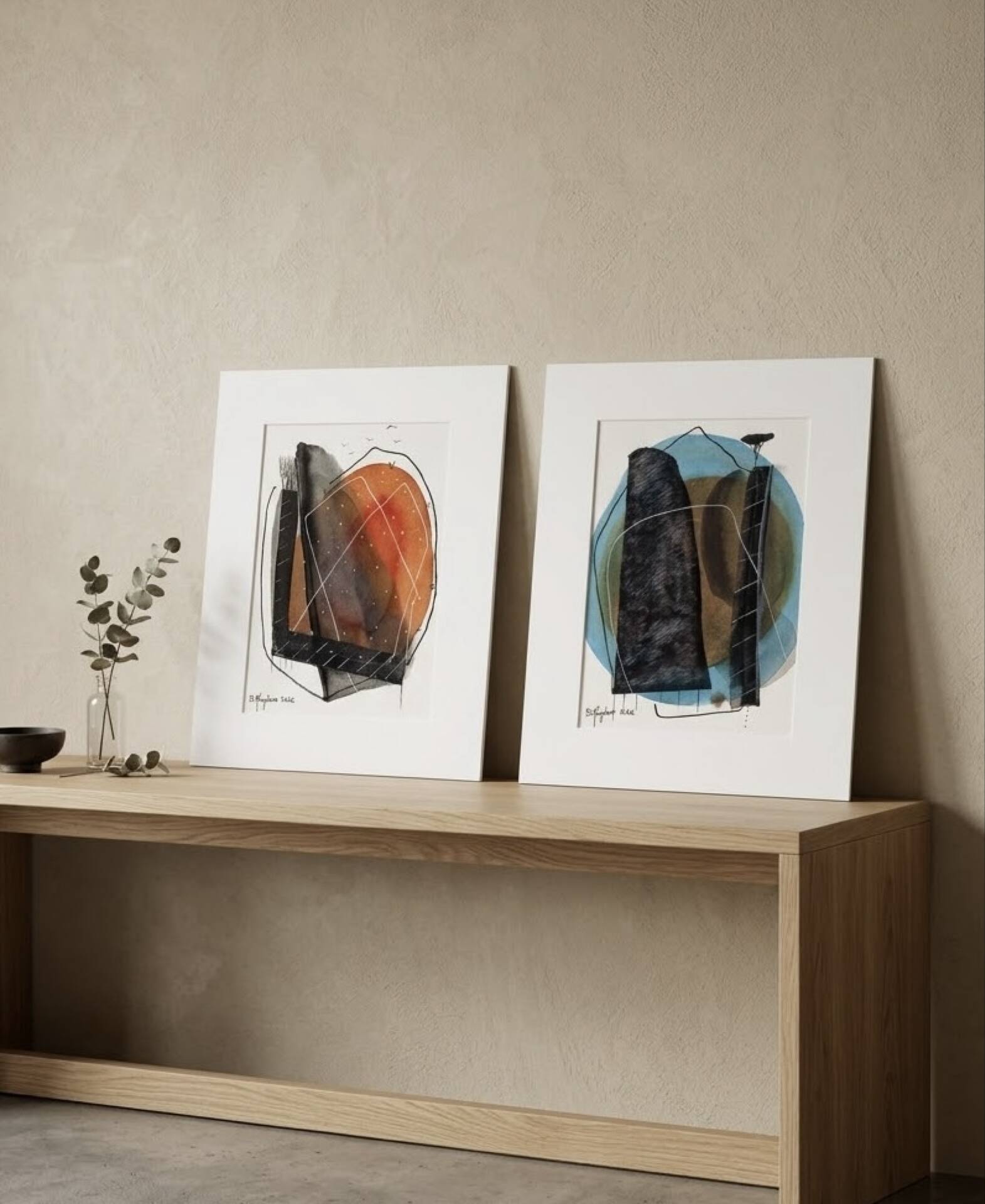 Duo de dessins original artiste côté Akoun